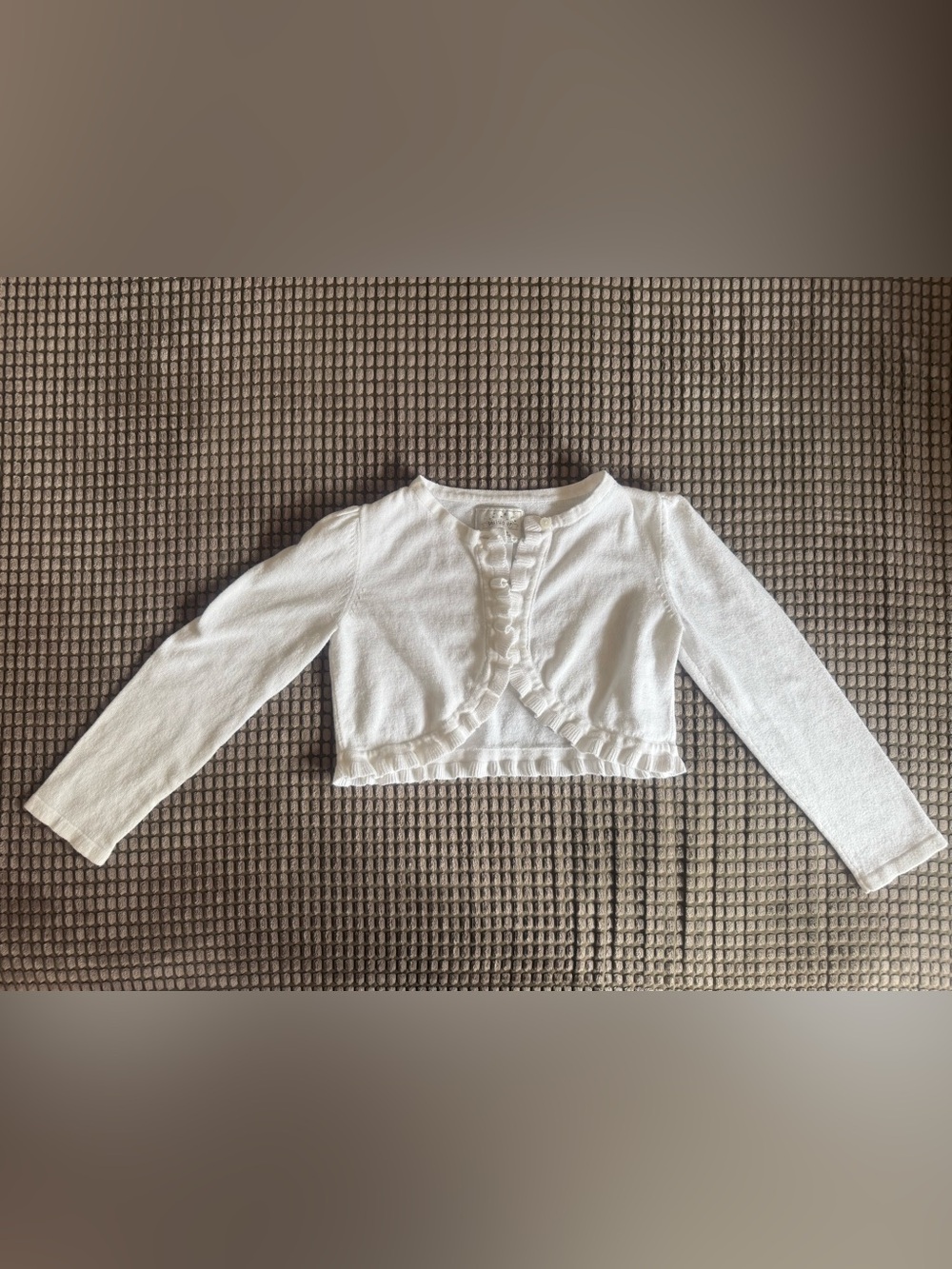 GYMBOREE Girls White Ruffle Cropped Cardigan S 5/6